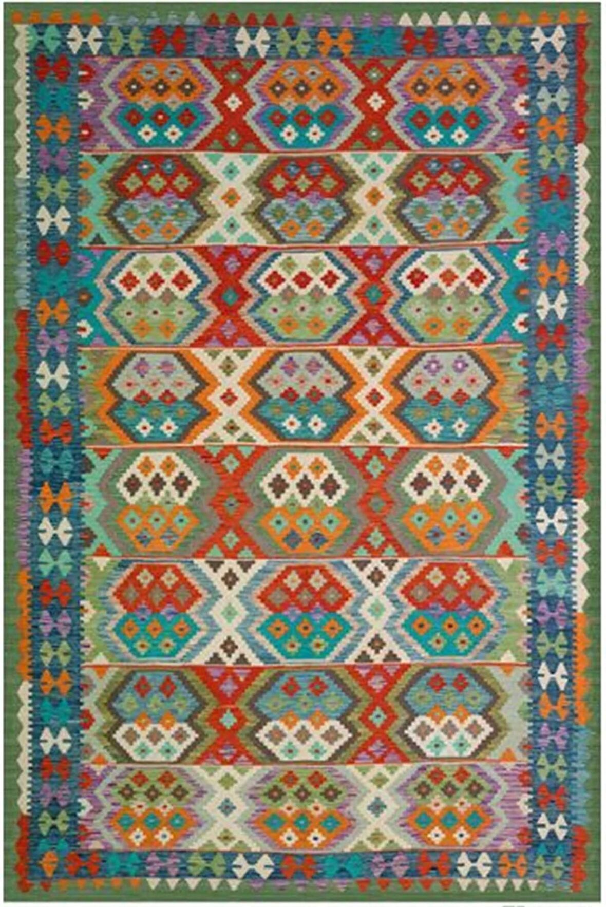Çam Halı Gloria TD748 Multi Etnik Desen Dokuma Saçaklı Kilim
