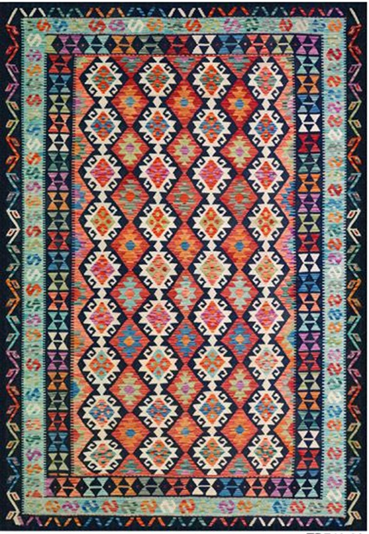 Çam Halı Gloria TD749 Multi Etnik Desen Dokuma Saçaklı Kilim
