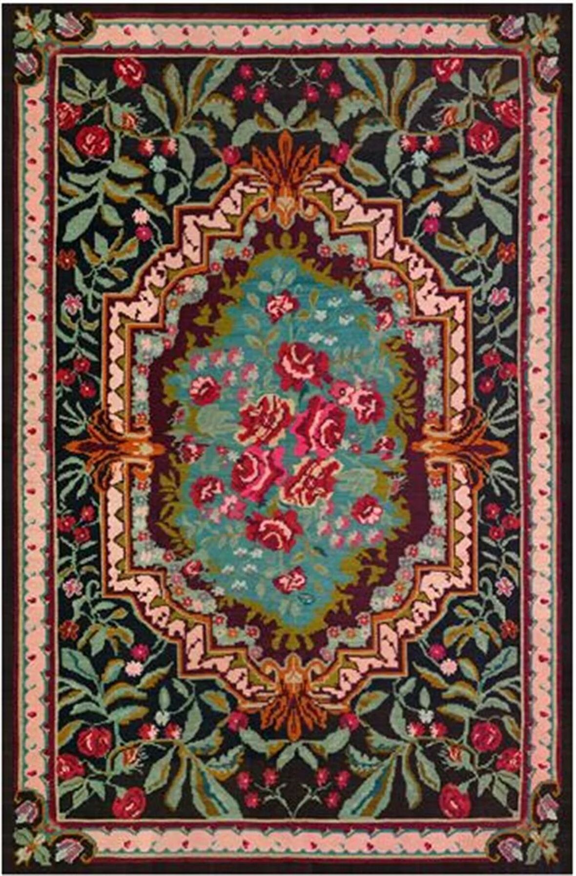 Çam Halı Gloria TD731 Siyah Karabağ Desen Dokuma Saçaklı Kilim