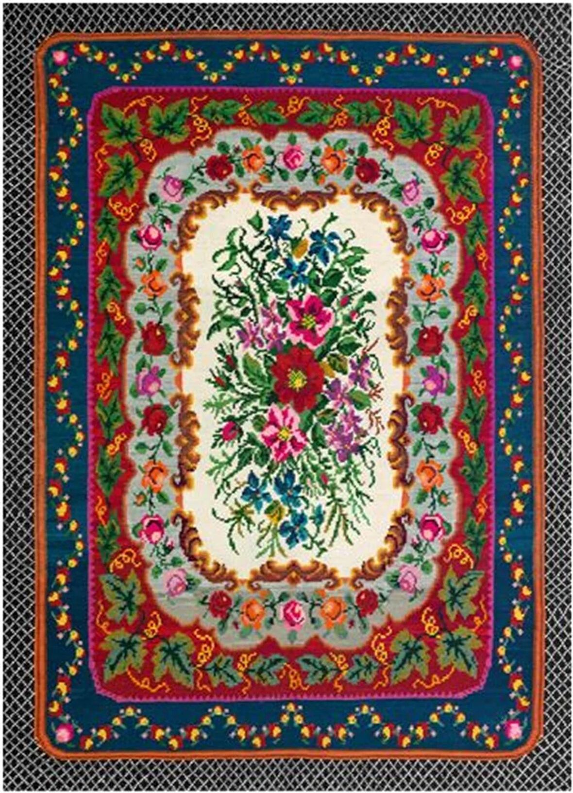 Çam Halı Gloria TD733 Multi Karabağ Desen Dokuma Saçaklı Kilim