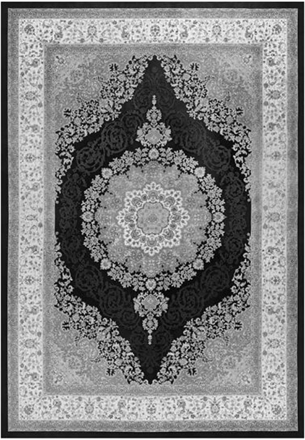 Çam Halı Gloria TD32802 Siyah Klasik Desen Dokuma Saçaklı Kilim