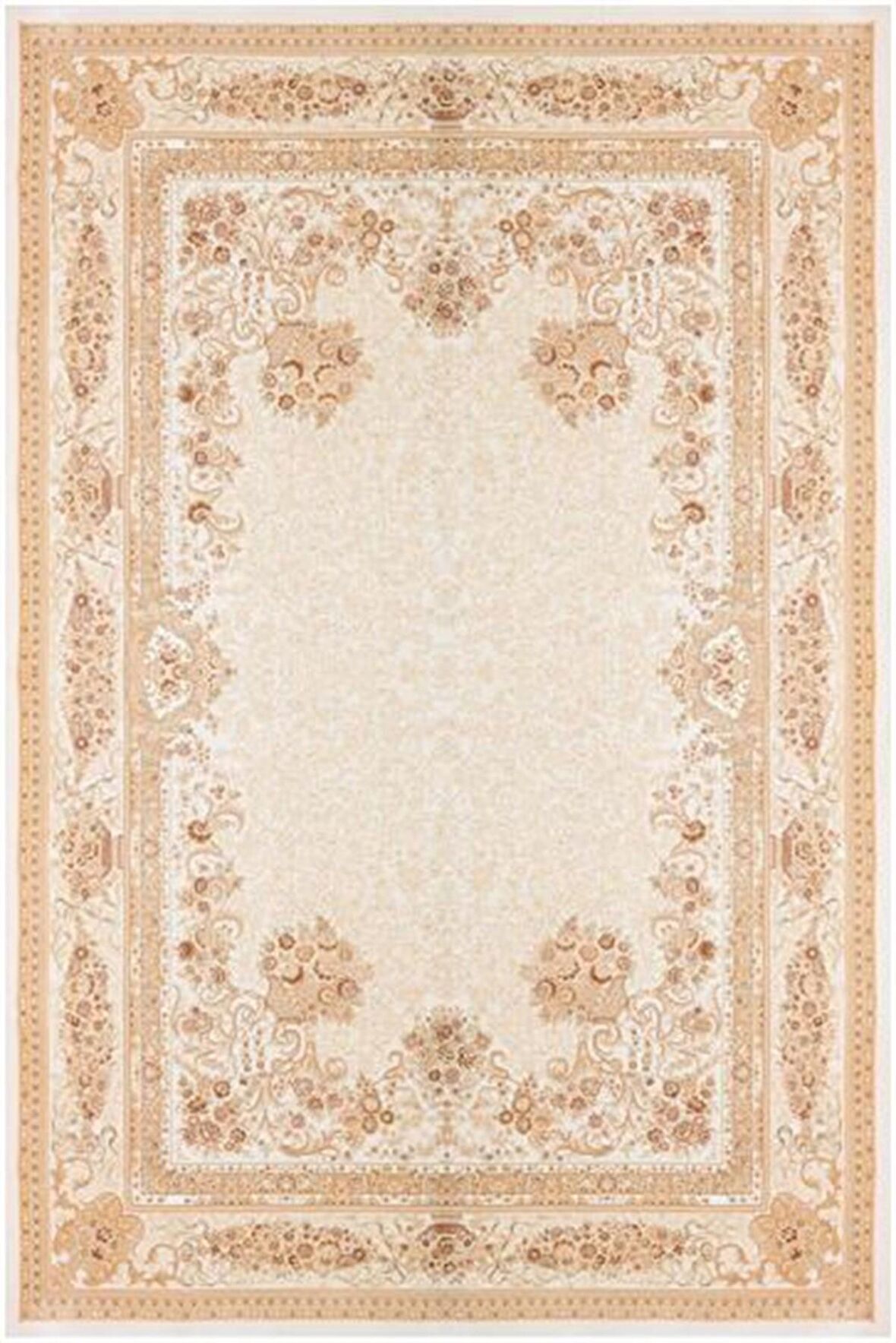 Çam Halı Gloria TD68801 Bej Klasik Desen Dokuma Saçaklı Kilim