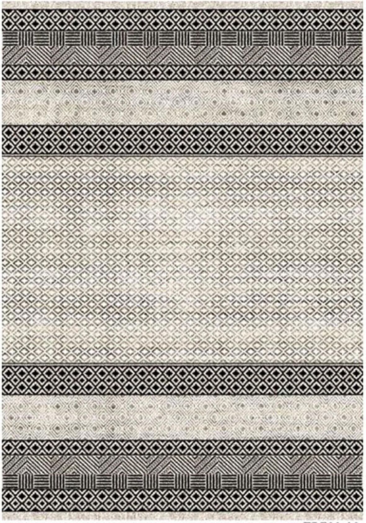 Çam Halı Gloria TD788 Gri Modern Desen Dokuma Saçaklı Kilim