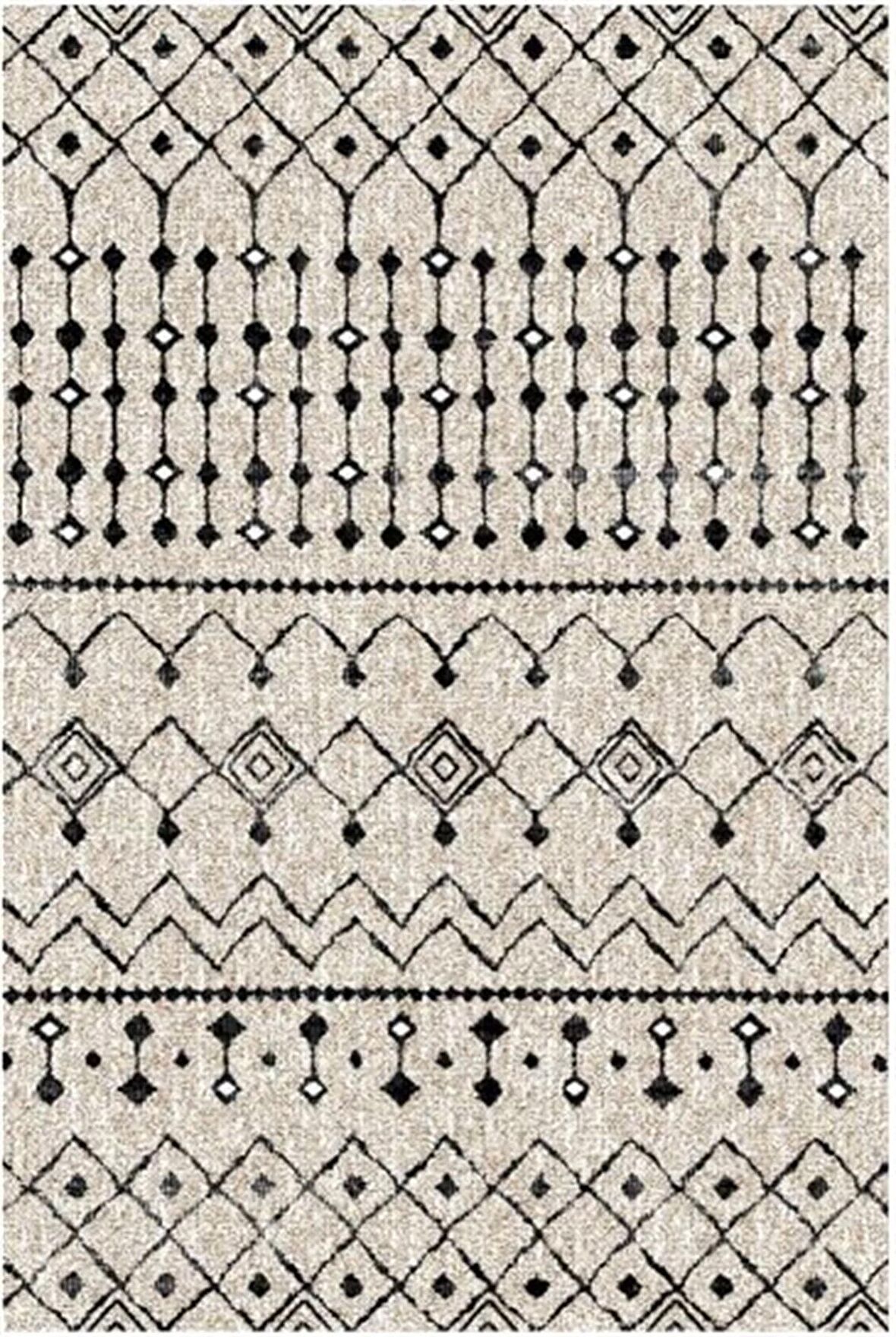 Çam Halı Gloria TD862 Krem Siyah İskandinav Tarzı Dokuma Saçaklı Kilim