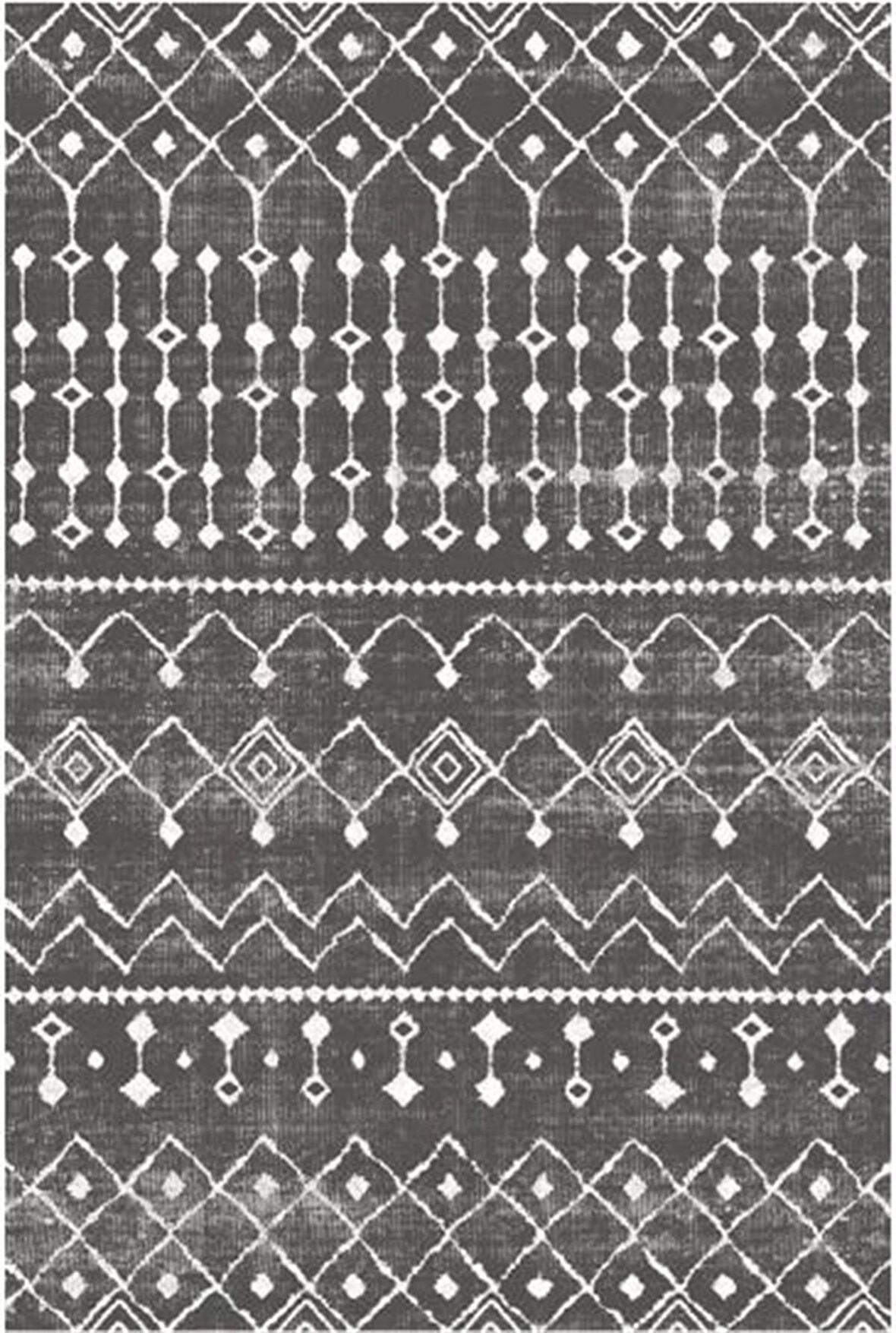 Çam Halı Gloria TD86202 Gri İskandinav Tarzı Dokuma Saçaklı Kilim