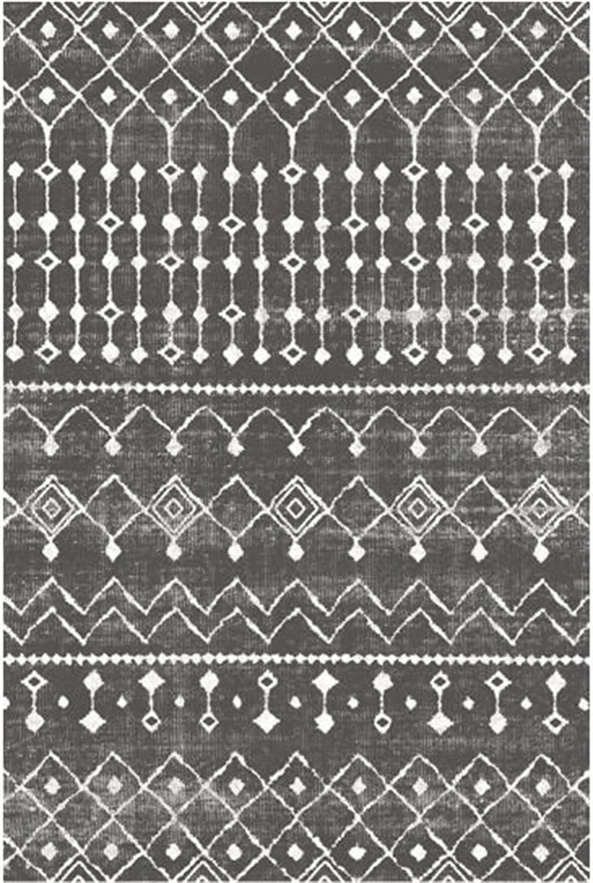 Çam Halı Gloria TD86202 Gri İskandinav Tarzı Dokuma Saçaklı Kilim