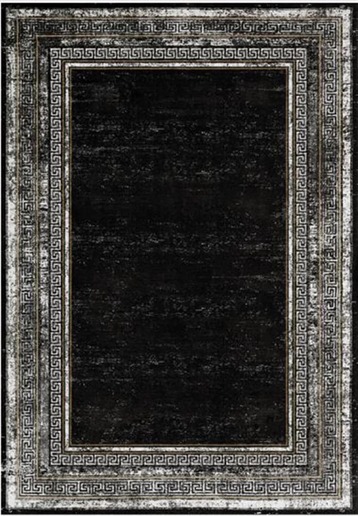 Çam Halı Gloria TD673 Siyah Art Deco Versace Desen Dokuma Saçaklı Kilim
