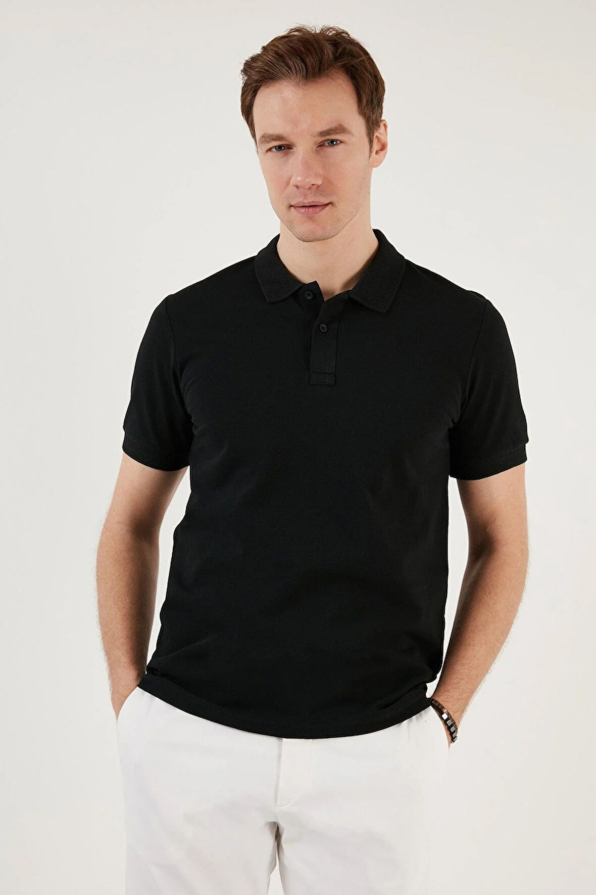 Erkek Slim Fit Serin Tutan Polo Yaka Düğmeli T-shirt -D7087