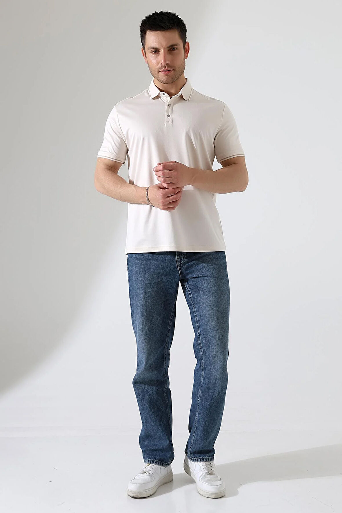 Erkek Çıt Çıt Detaylı Pamuklu Polo Yaka T-shirt