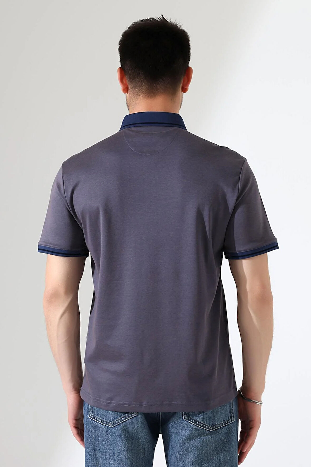 Erkek Çıt Çıt Detaylı Pamuklu Polo Yaka T-shirt