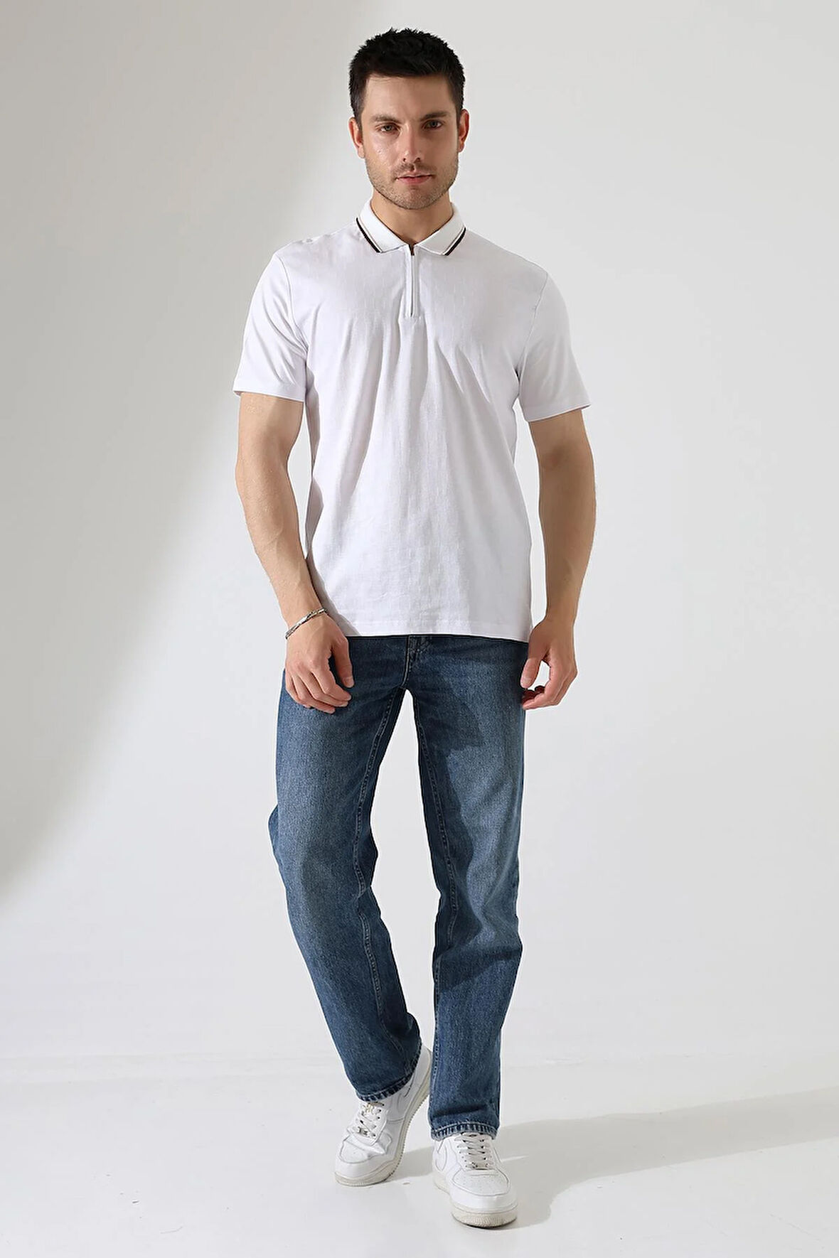 Erkek Polo Yaka Düz Renk Pamuklu Triko kısa kol T-shirt