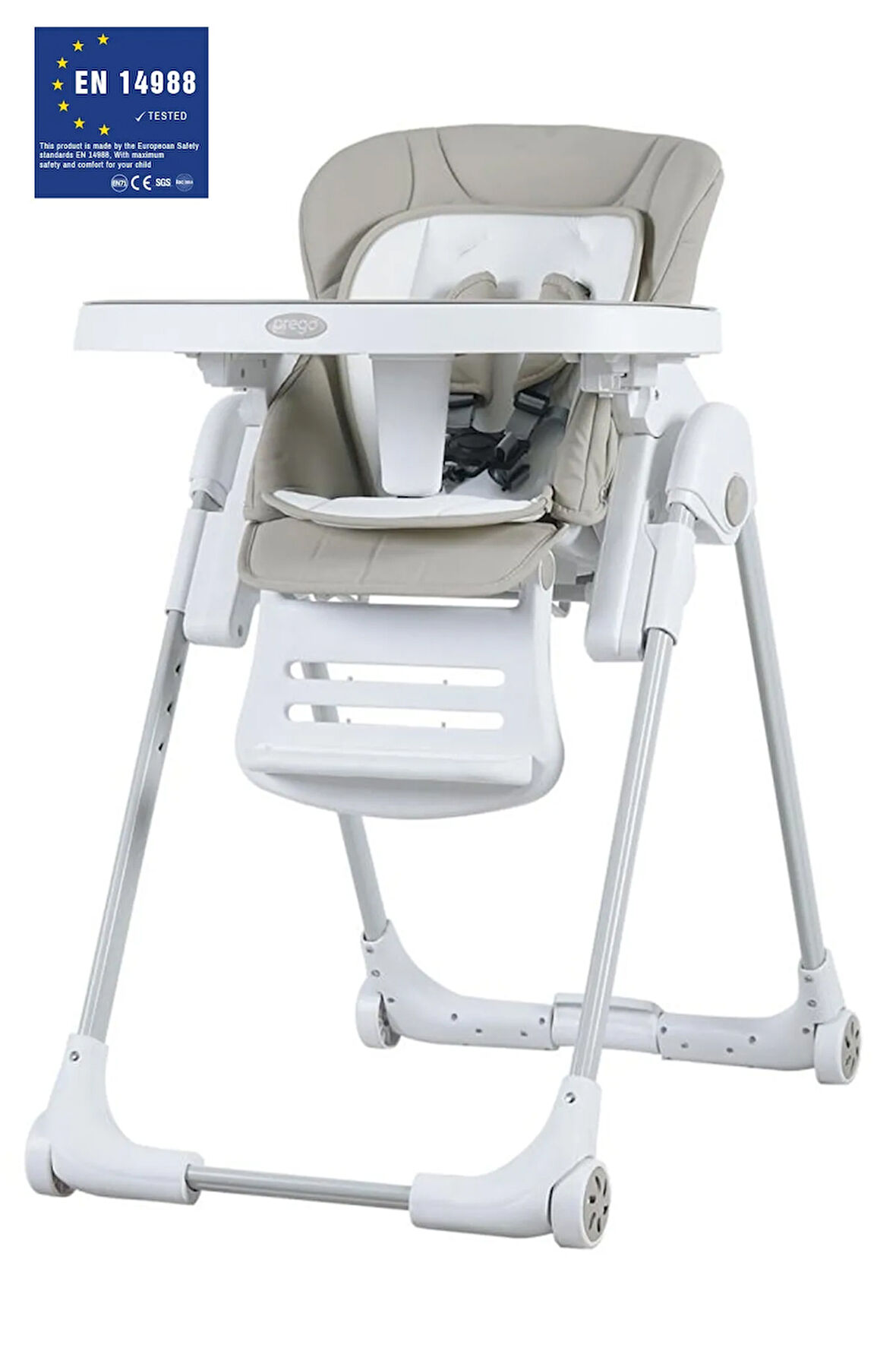 Lucca Asansörlü- Tekerlekli Çift Tepsili Mama Sandalyesi