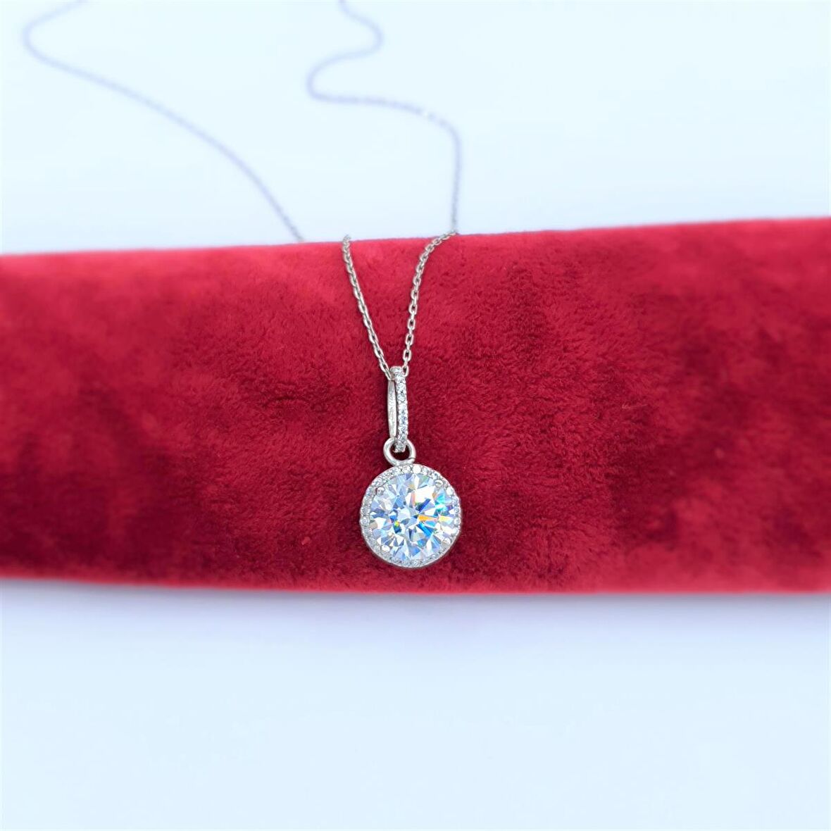 Swarovski Taş Pırlanta Montür Tasarım 3 Carat Oval Gümüş Kolye 