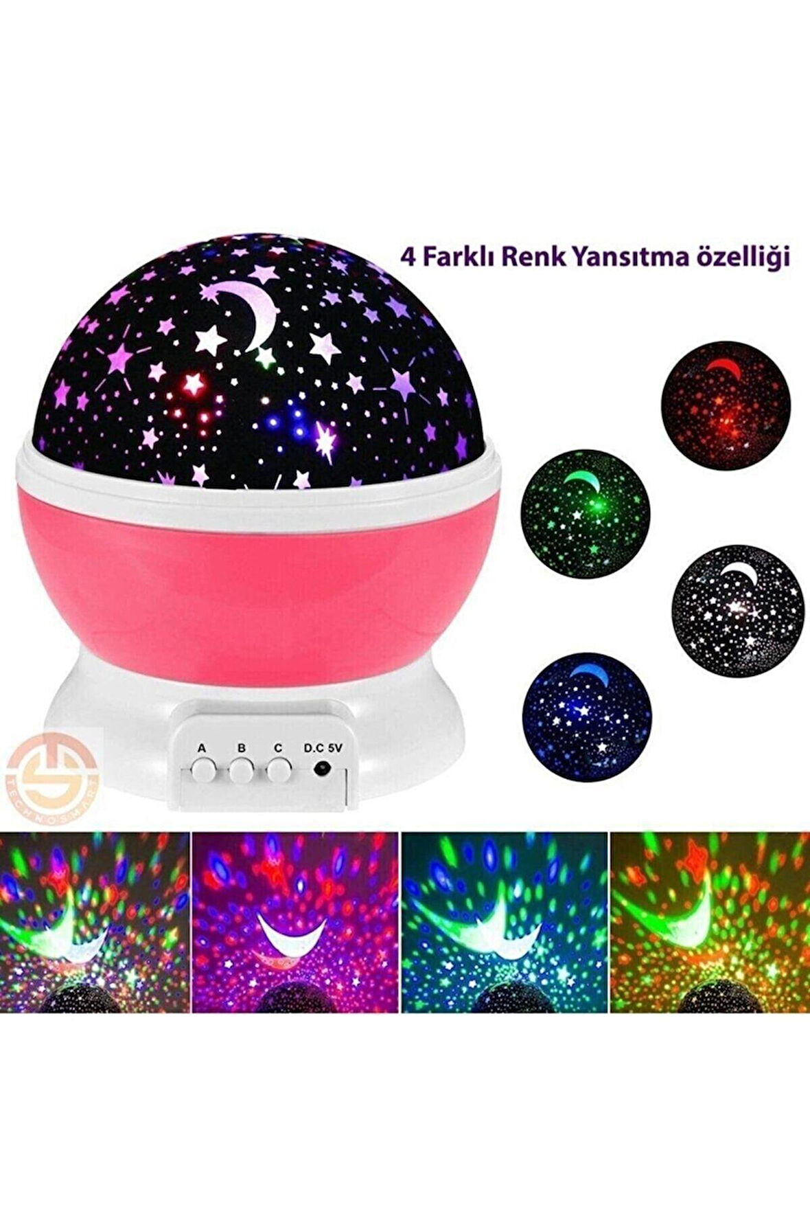 Renkli Yıldızlı Gökyüzü Projeksiyon Gece Lambası