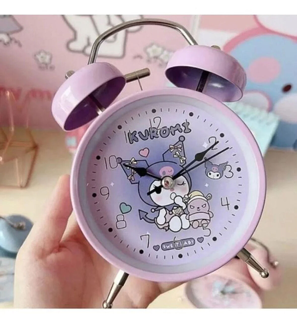 Kuromi Desenli pilli nostaljik Çalar Saat Masa saati