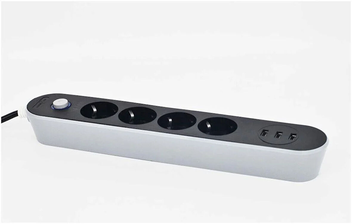 Akım Koruyuculu 3USB Port Hızlı Şarjlı 3Lü Priz