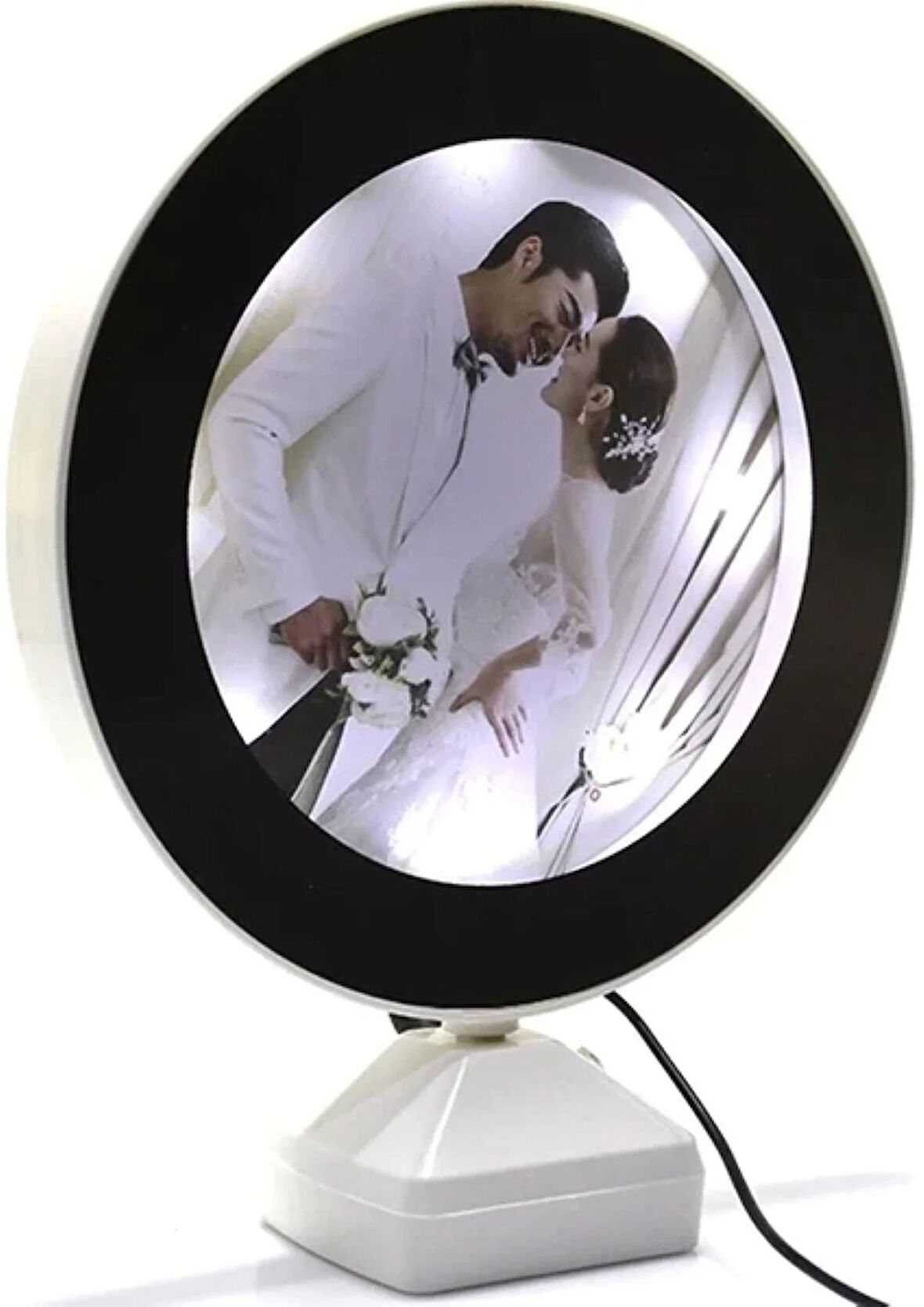 Led Işıklı Fotoğraflı oval Sihirli Ayna