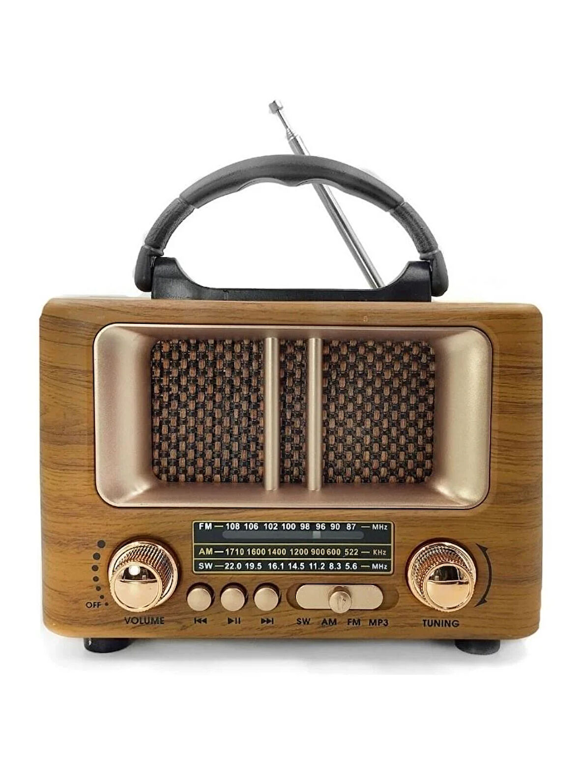 NS-8108  Retro Ahşap Tasarım Bluetooth Hoparlörlü Radyo – Fm/am Destekli, Şarjlı ve Taşınabilir Radyo 