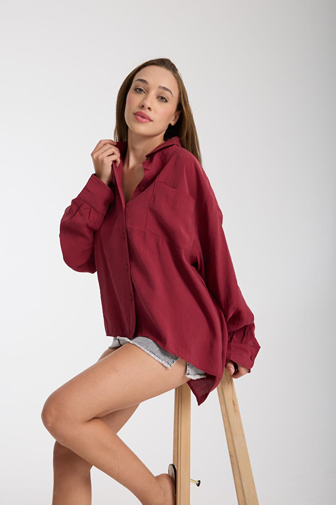 %100 Pamuk Yazlık Gömlek – Rahat Bol Kesim, Uzun Kollu, Şık Tunik Tarzı