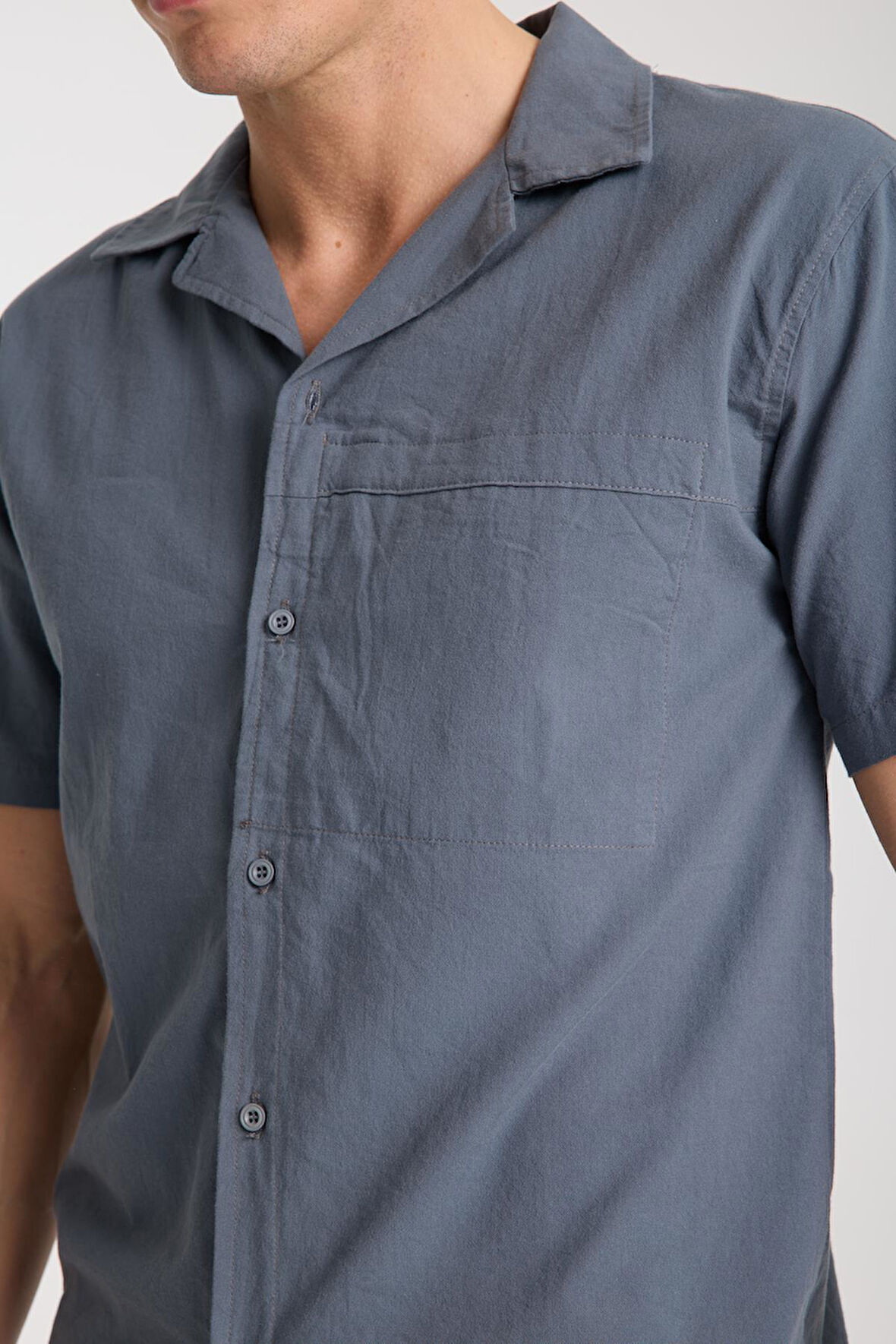 %100 Pamuk Erkek Keten Kombin – Slim Fit Gömlek Ve Şort Takım |