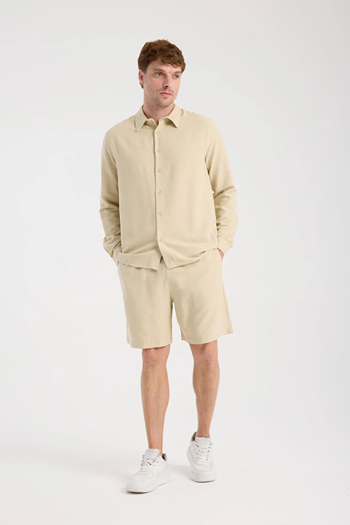 Erkek Spor Ve Günlük Takım - Şık Ve Rahat Pamuklu Şort Ve Gömlek