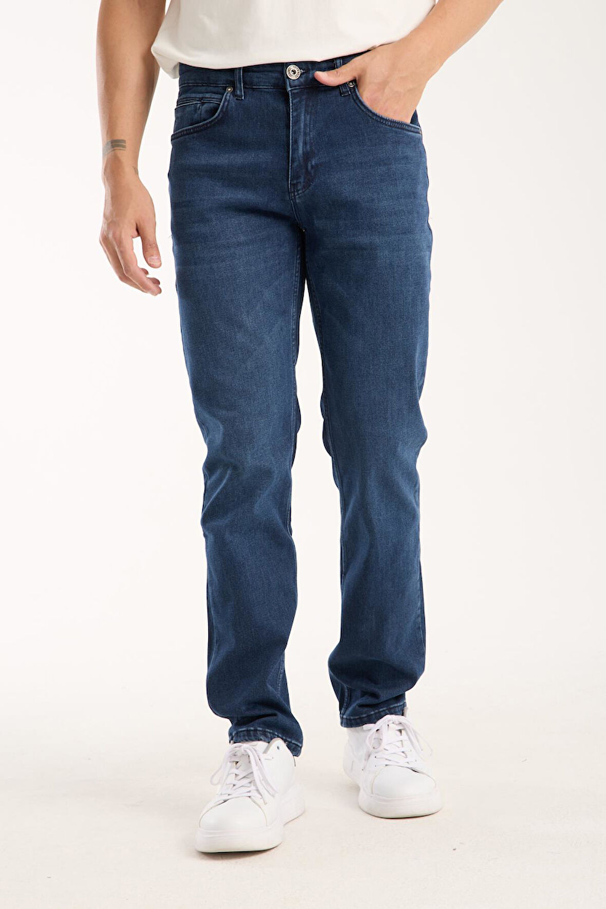 Erkek Kot Pantolon Jean Regular Fit Pamuklu Esnek Straight Leg Denim - %98 Pamuk 52 Lycra