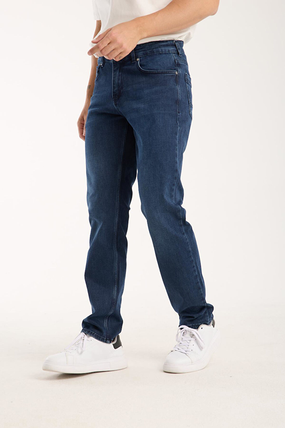 Erkek Regular Fit Likralı Esnek Kot Pantolon - %98 Pamuk %2 Lycra