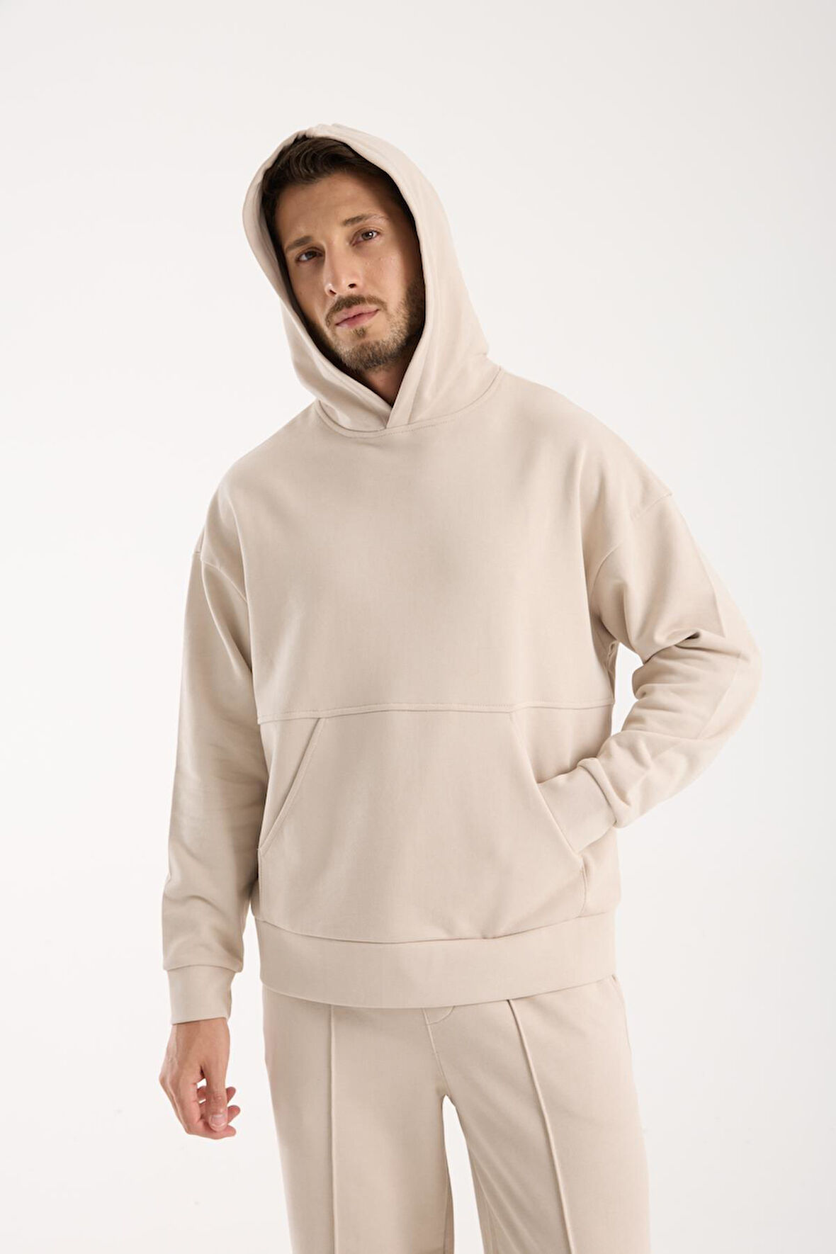 %100 Pamuk Premium Kalite Oversize Kapüşonlu Sweatshirt - Kanguru Cepli Hoodie