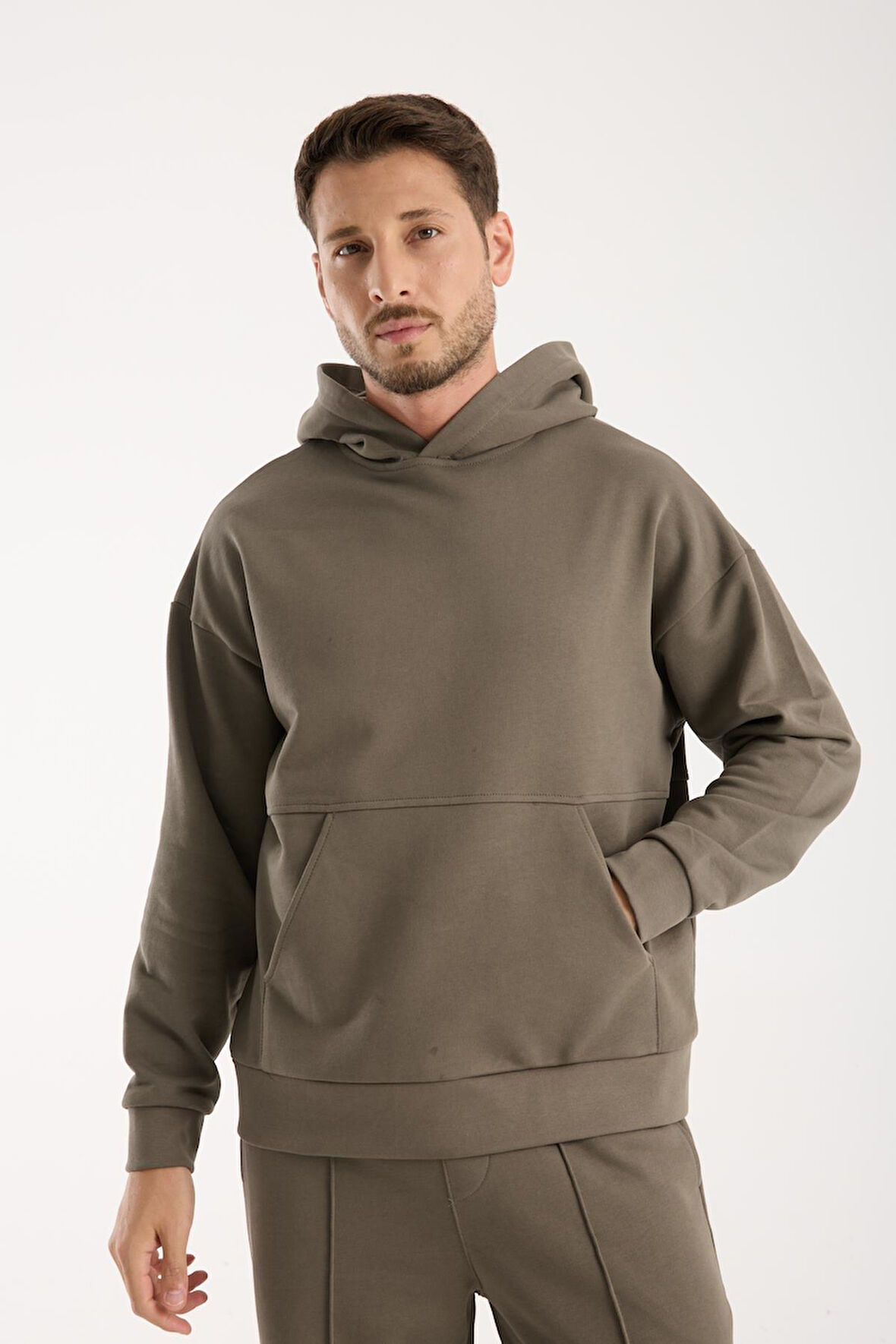%100 Pamuk Premium Kalite Oversize Kapüşonlu Sweatshirt - Kanguru Cepli Hoodie