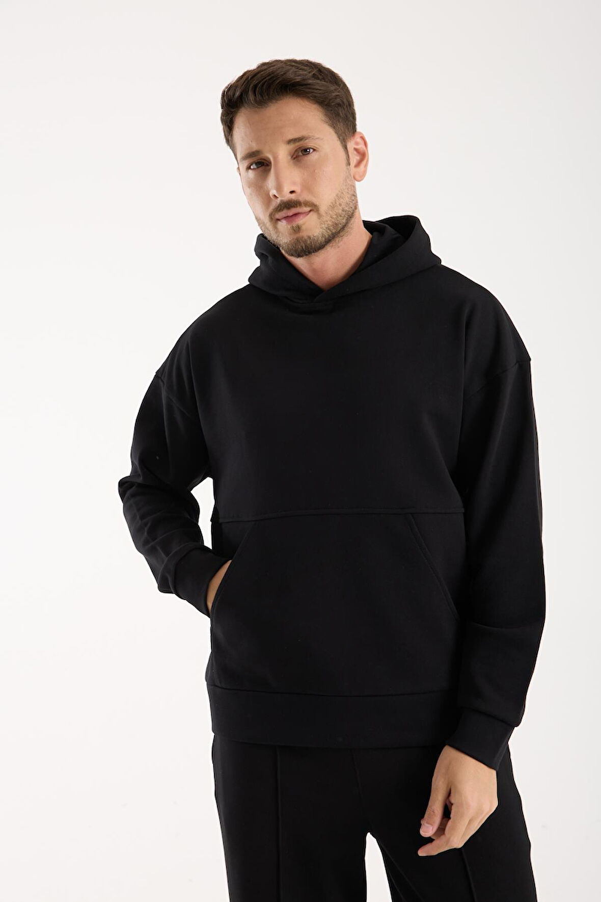 %100 Pamuk Premium Kalite Oversize Kapüşonlu Sweatshirt - Kanguru Cepli Hoodie