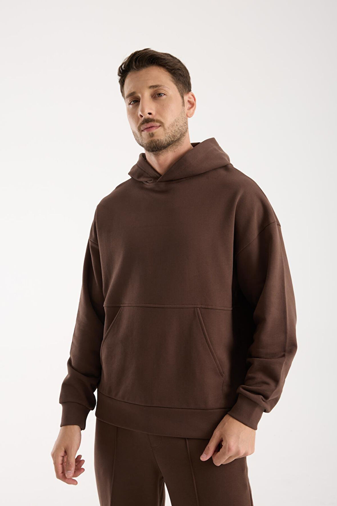 %100 Pamuk Premium Kalite Oversize Kapüşonlu Sweatshirt - Kanguru Cepli Hoodie