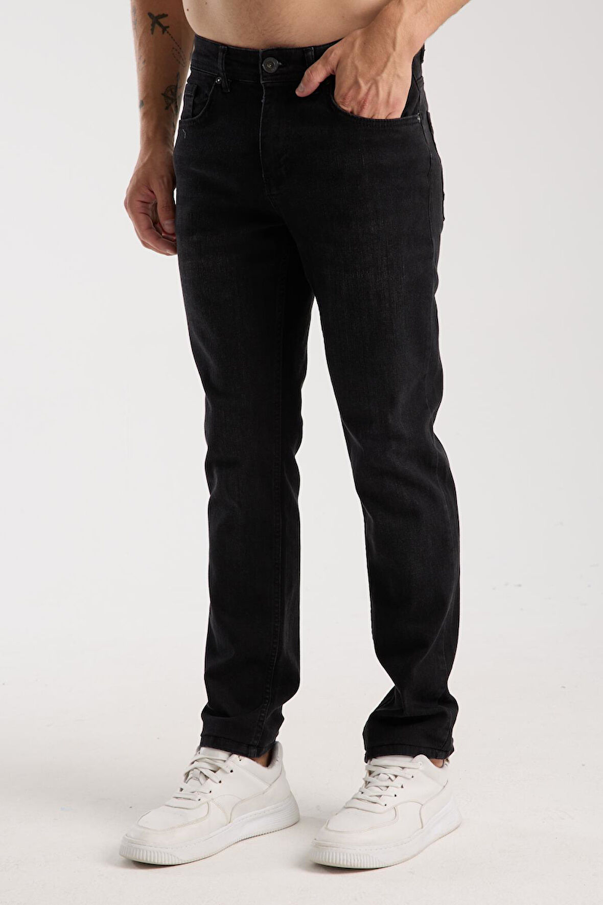 Streç Dar Paça Erkek Kot Pantolon - Esnek Likralı Slim Fit Jean - Konforlu Pamuklu Kumaş