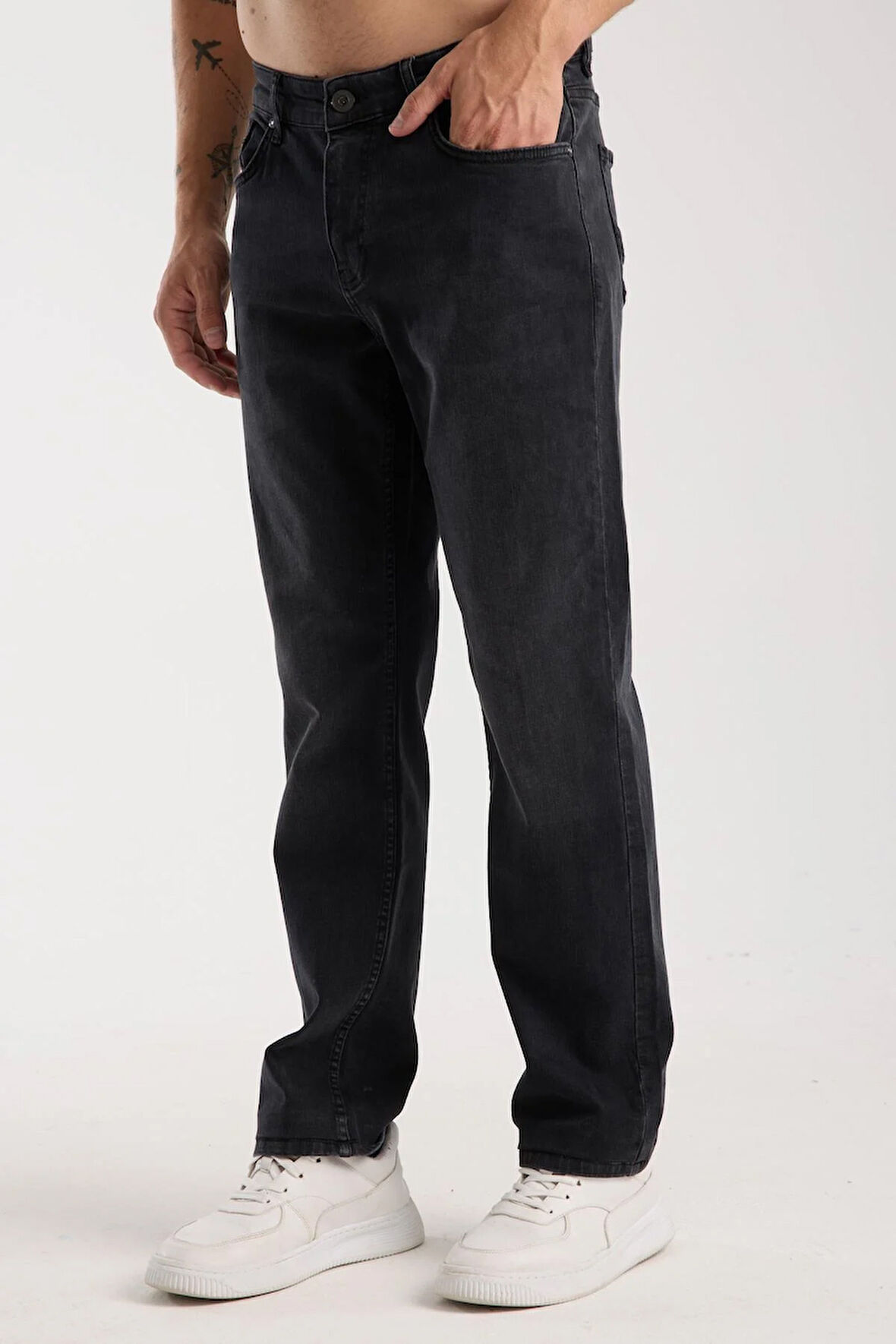 Erkek Regular Kesim Jean Pantolon %98 Pamuk %2 Elastan Koyu Denim Kot