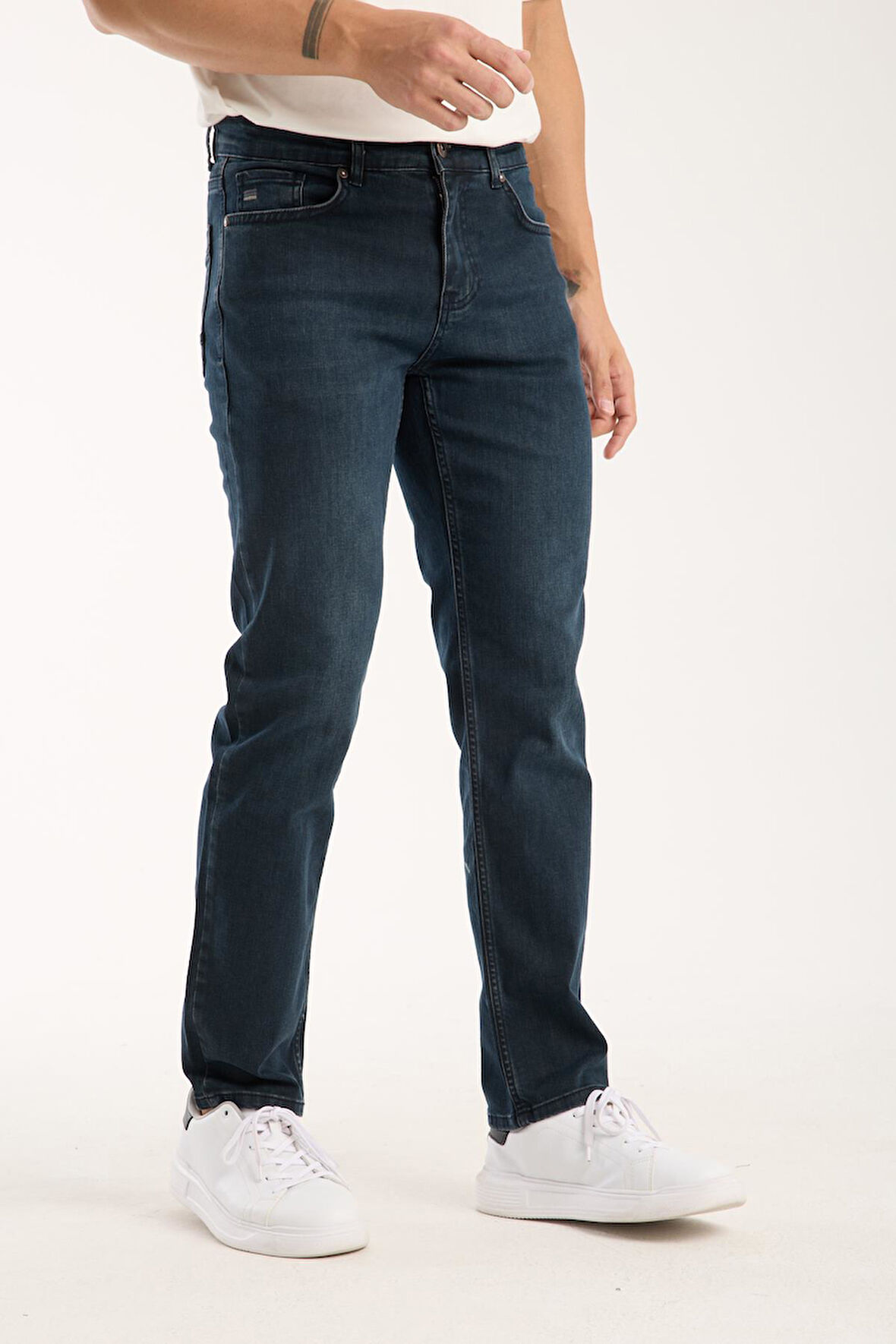 Erkek Regular Fit Likralı Esnek Kot Pantolon - %98 Pamuk %2 Lycra