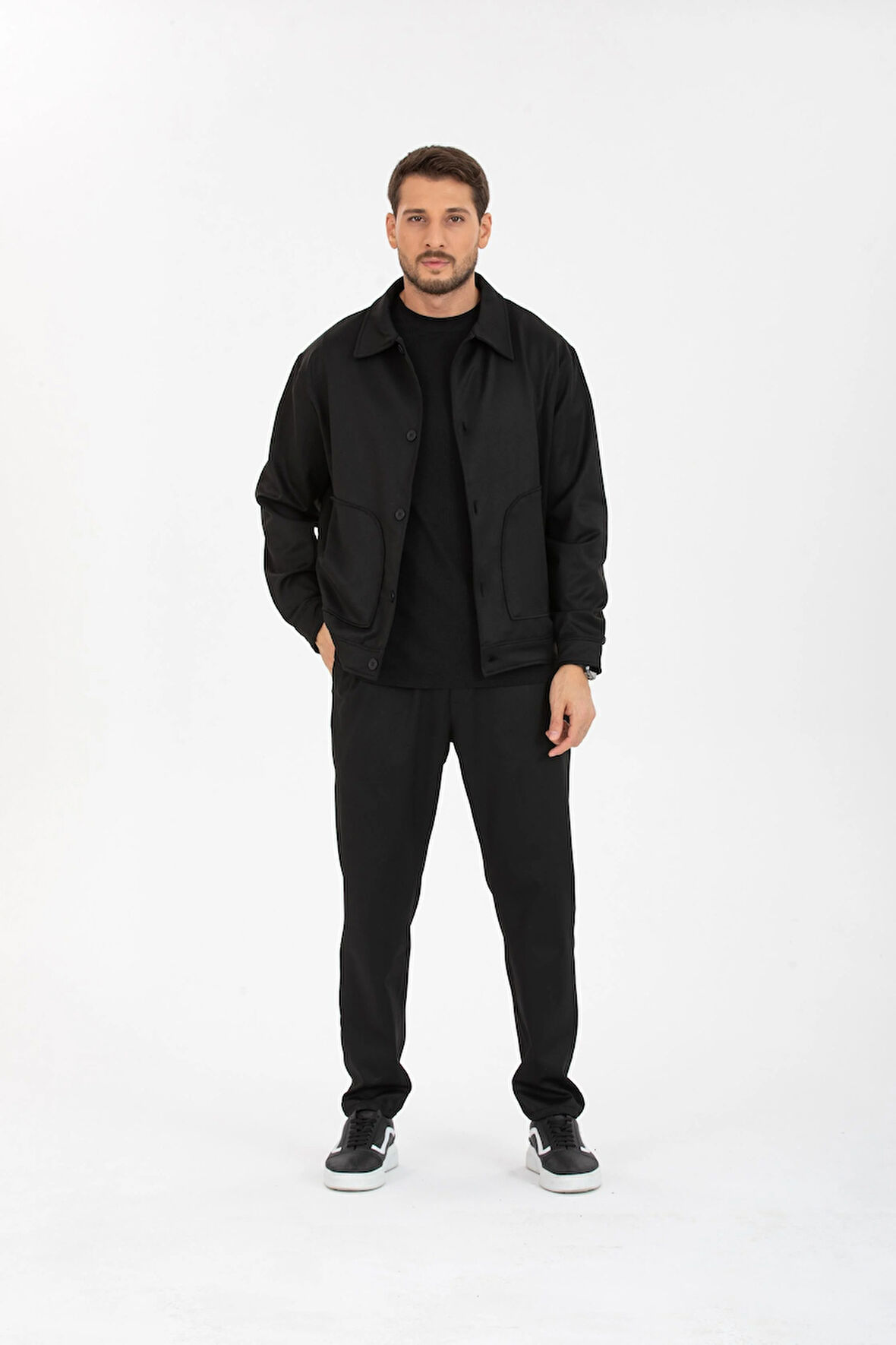 Poliviskon Likralı Kumaş Oversize Ceket Mont Ve Pantolon Takımı (2 Parça)