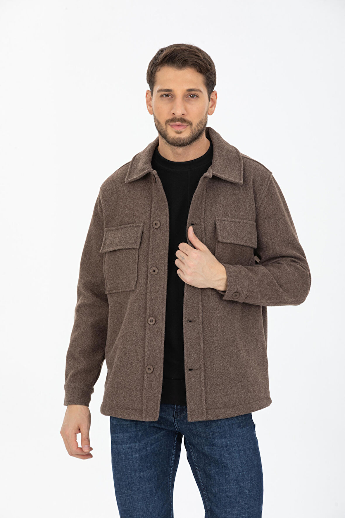 Oversize/Regular Fit Düğmeli %100 Pamuk Ceket - Kışlık Basic Model