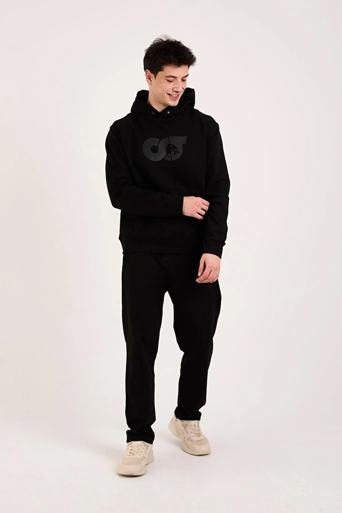 %100 Pamuk Relax Fit Erkek Hoodie – Ön Baskılı Kapüşonlu Sweatshirt