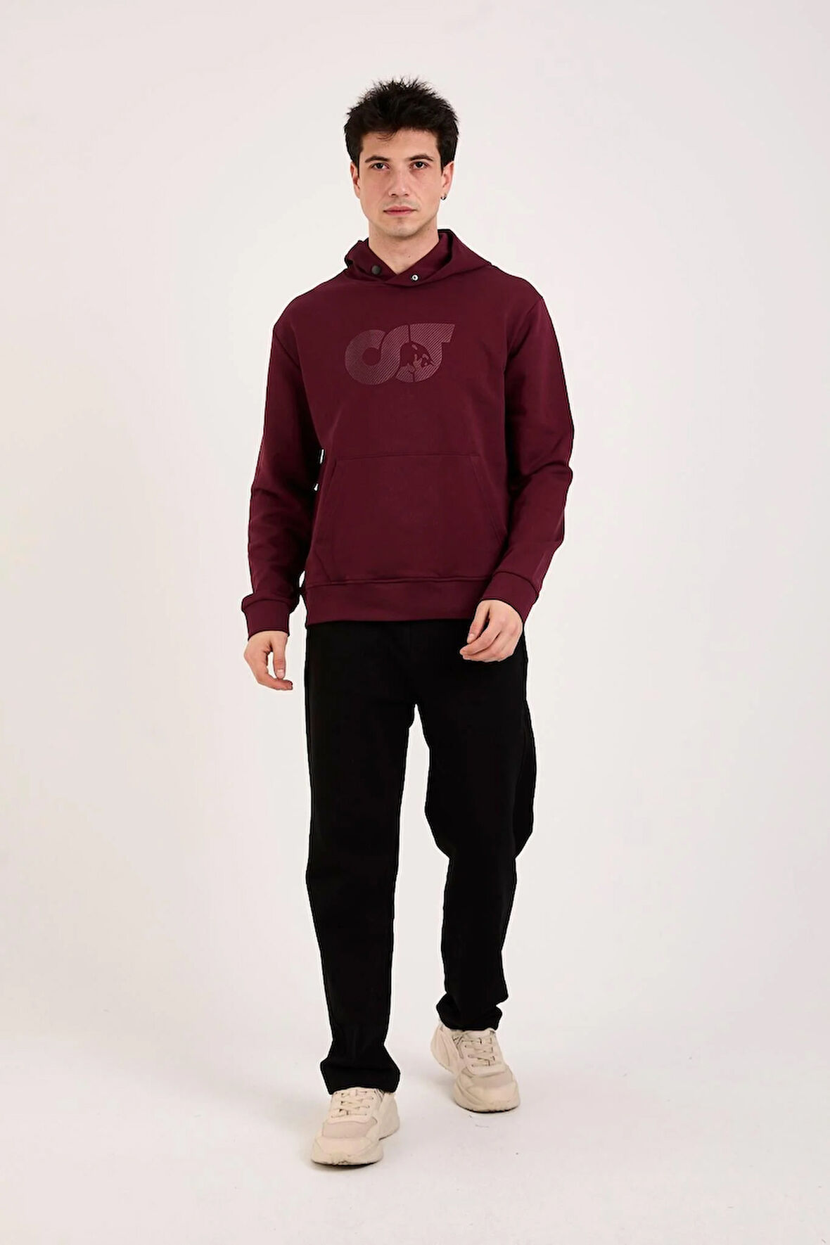 %100 Pamuk Relax Fit Erkek Hoodie – Ön Baskılı Kapüşonlu Sweatshirt