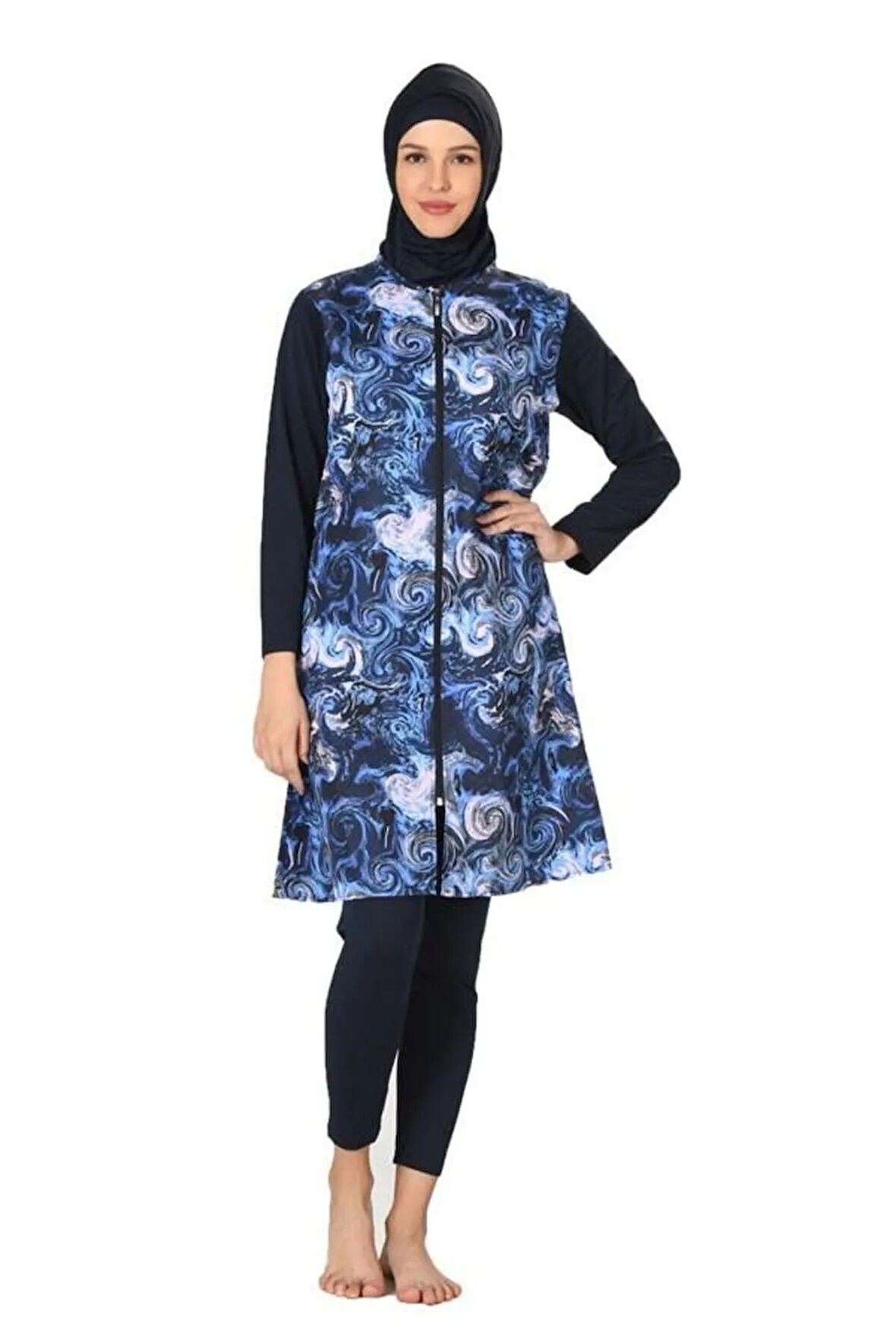 Tam Kapalı Paraşüt Kumaş Tesettür Mayo 3064-b