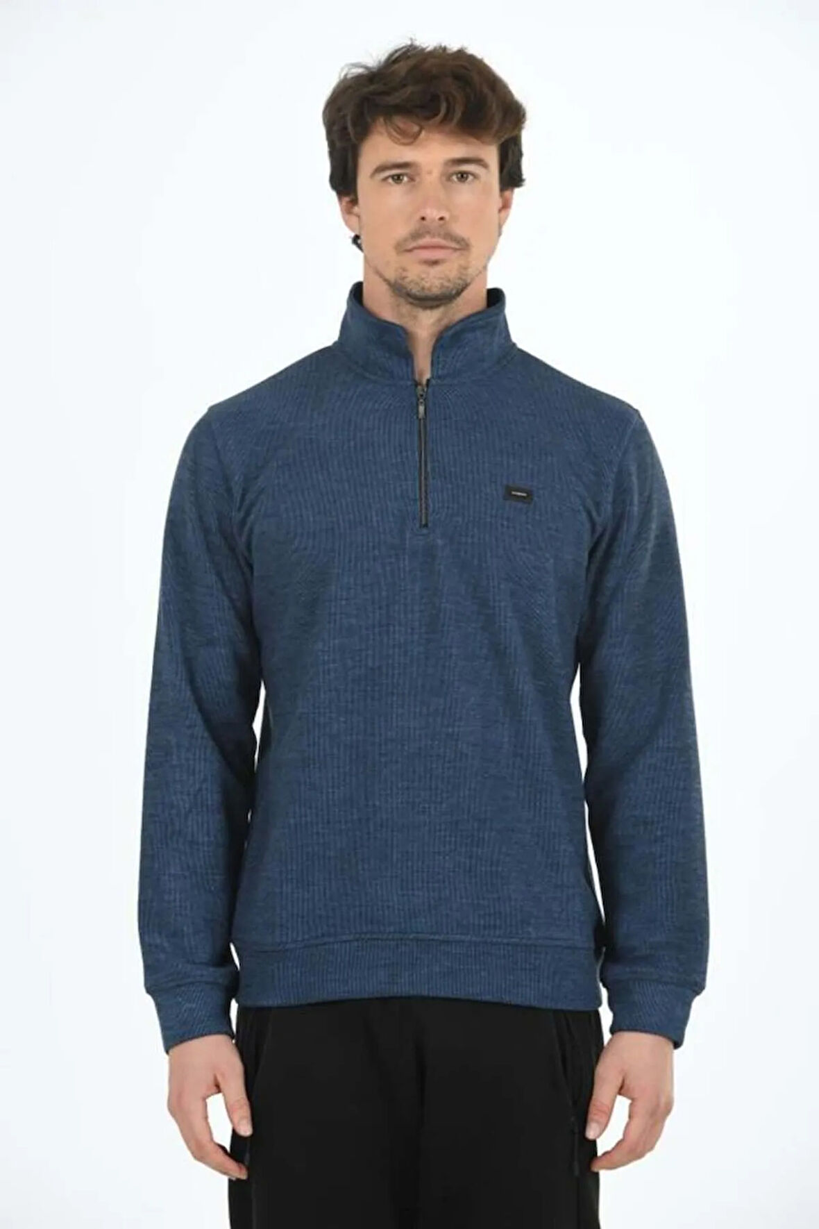 Erkek Supersoft Yarım fermuar Yakalı Selanik Kumaş Sweatshirt 5237-S
