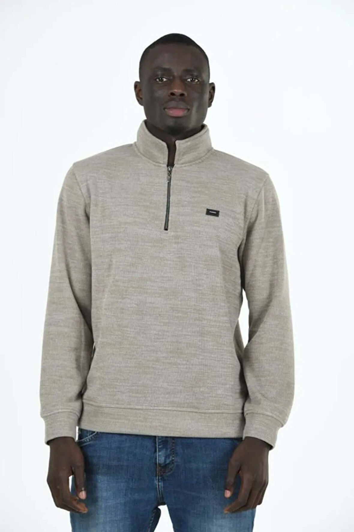 Erkek Supersoft Yarım fermuar Yakalı Selanik Kumaş Sweatshirt 5237-S