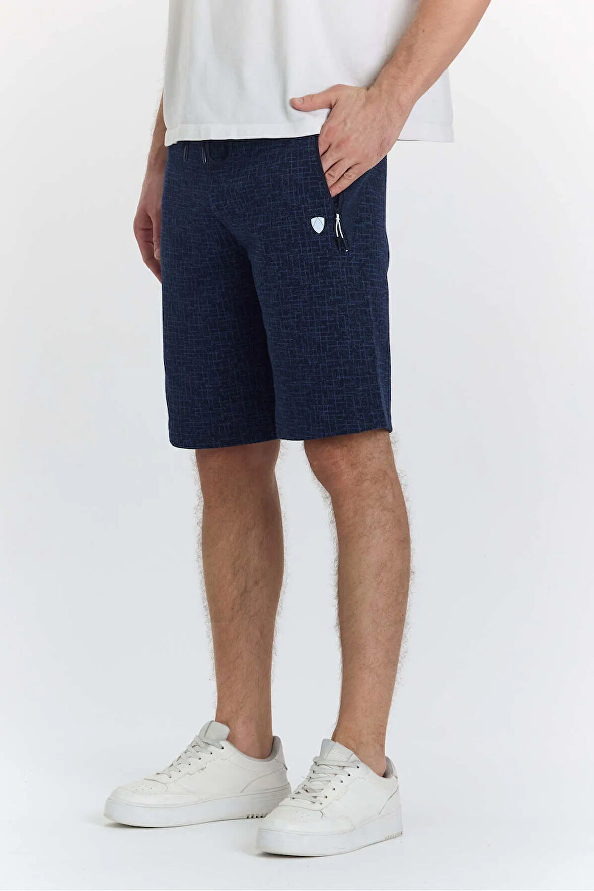 Erkek Polycotton Baskılı Şort Lacivert 6047-L