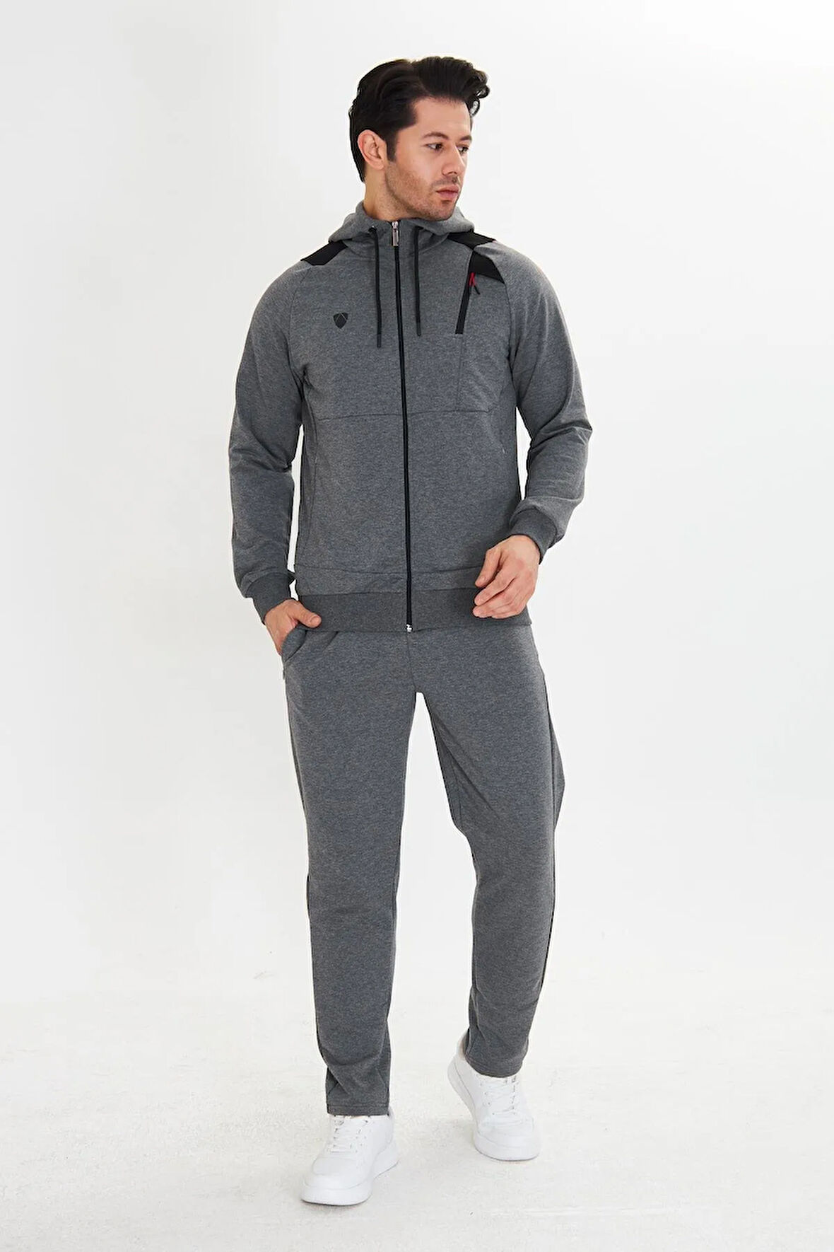 Pamuklu Kapüşonlu Erkek Eşofman Takımı Lacivert 5745-L