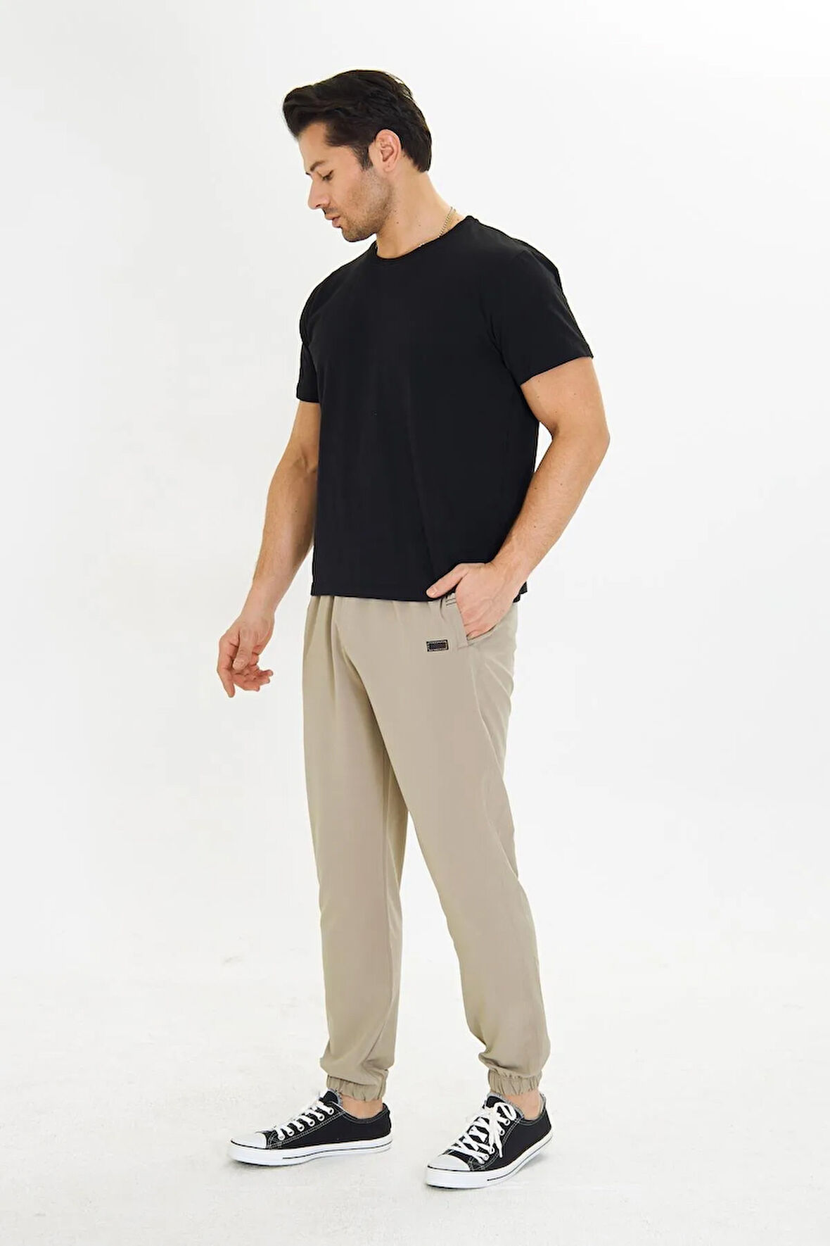 Erkek StretchFit Esnek Lastik Paçalı Eşofman Altı Taş 2663-T
