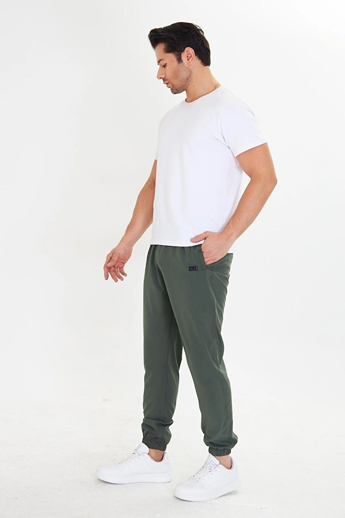 Erkek StretchFit Esnek Lastik Paçalı Eşofman Altı Taş 2663-T