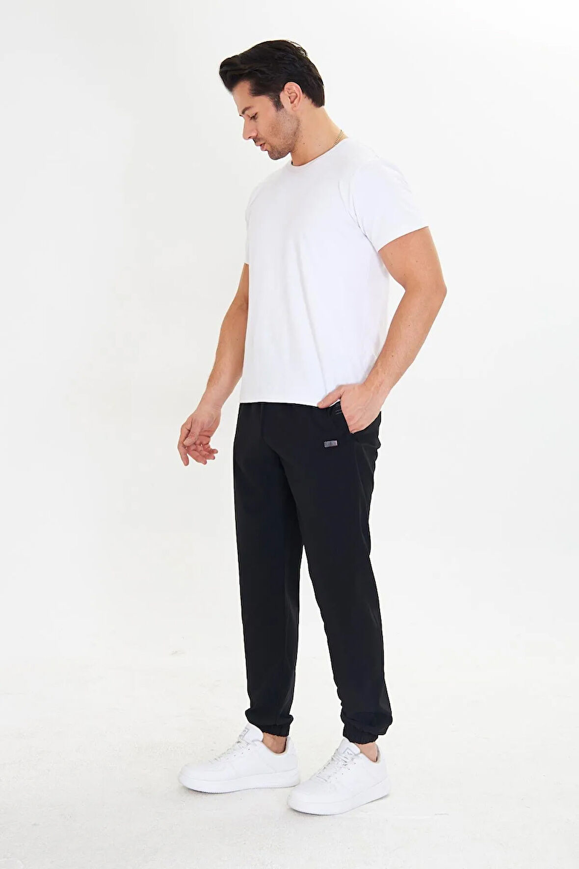 Erkek StretchFit Esnek Lastik Paçalı Eşofman Altı Taş 2663-T