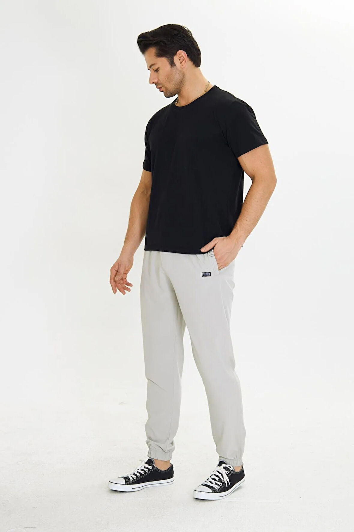 Erkek StretchFit Esnek Lastik Paçalı Eşofman Altı Taş 2663-T