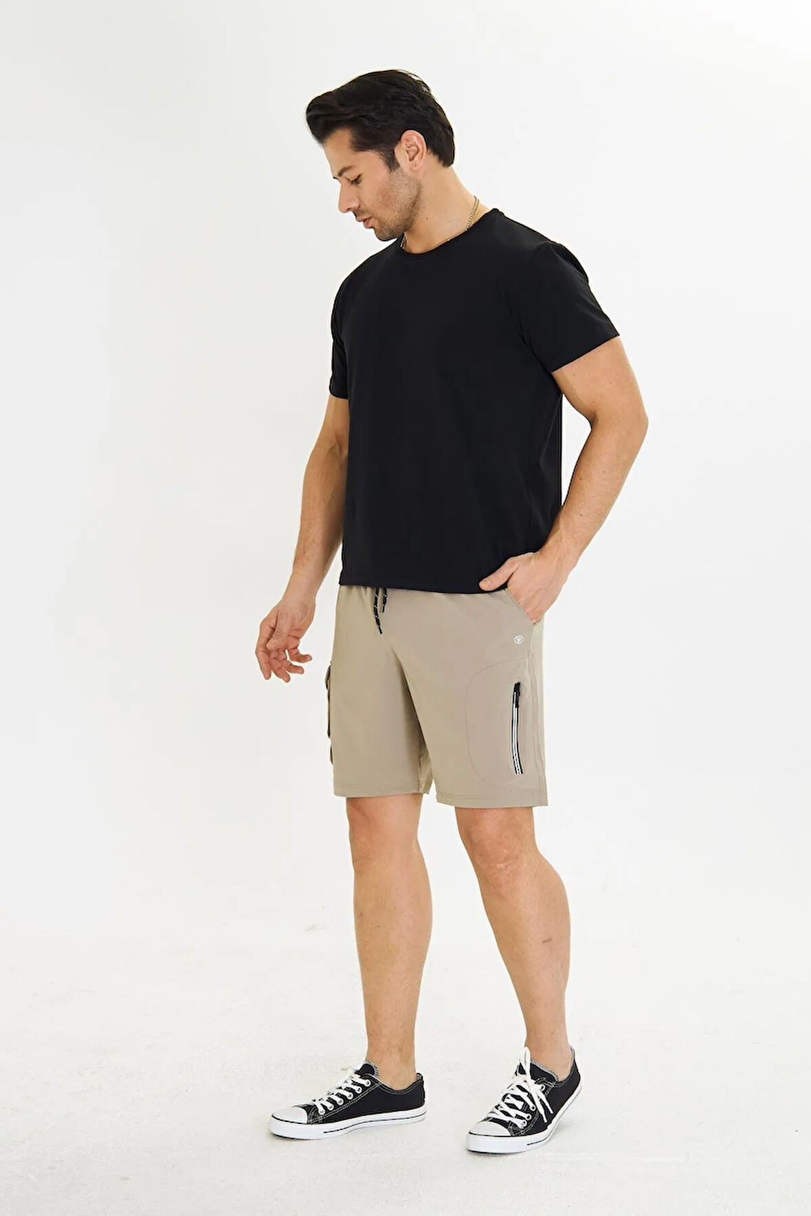 Erkek StretchFit Kargo Cepli Esnek Şort Lacivert 6040-L