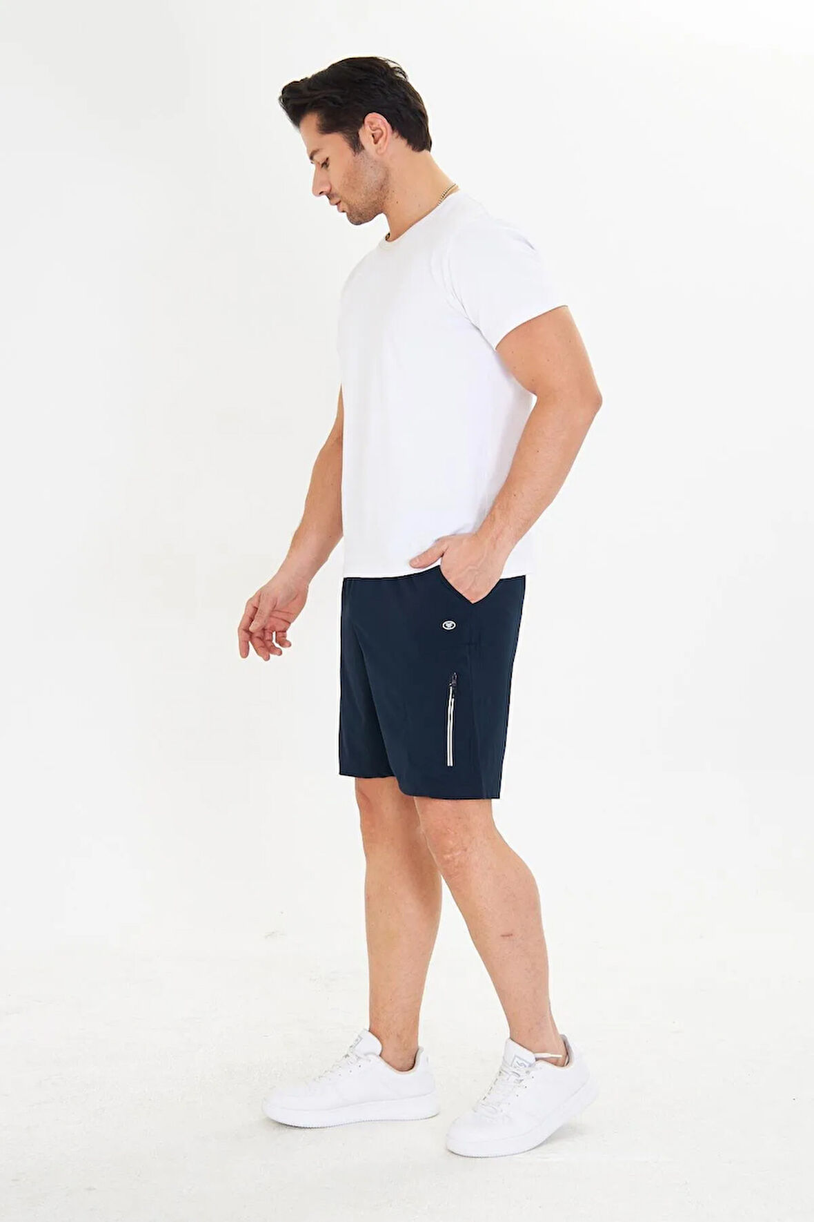 Erkek StretchFit Kargo Cepli Esnek Şort Lacivert 6040-L