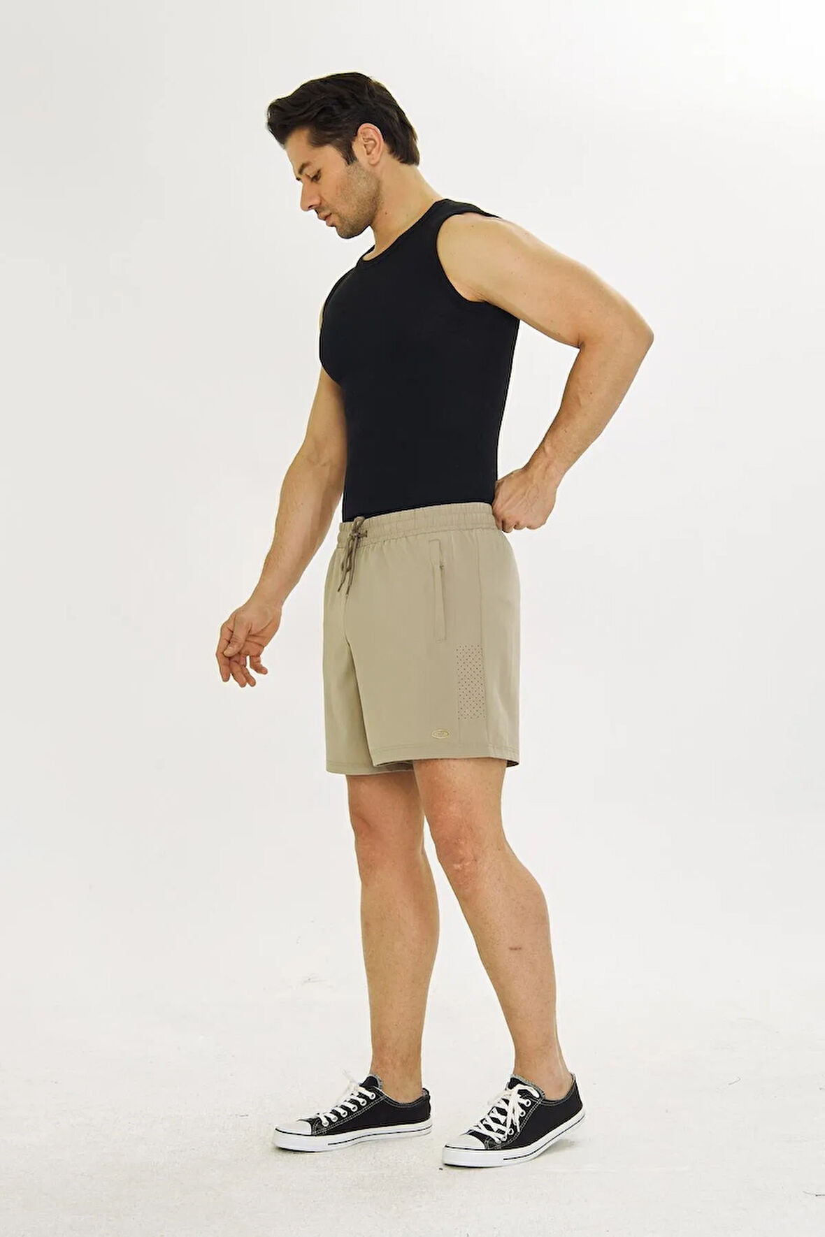 Erkek StretchFit İçi Astarlı Esnek Sporcu Şortu Siyah 2658-S